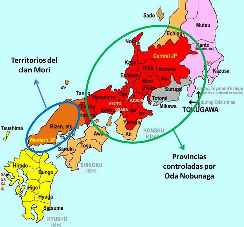 mapa japon sengoku 1582