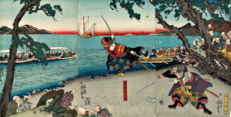 Miyamoto Musashi vs Sasaki kojiro ukiyoe